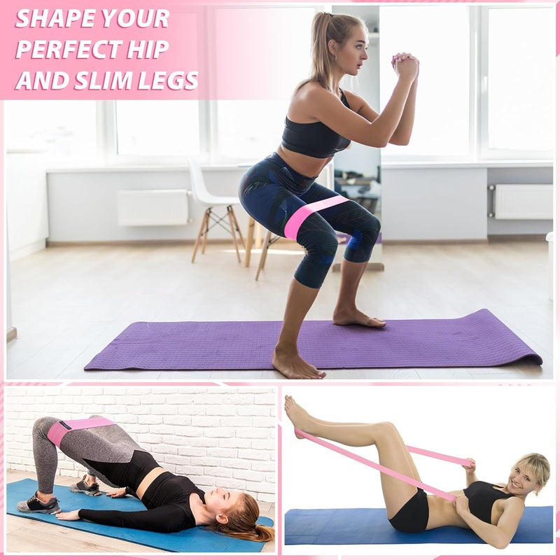 Halloscume 15 pcs Pilates Kit for Women Home Pilates Yoga Fitness Set with Pelvic Floor Trainer 5 Resistance Band Stretching Strap Non Slip Sock Ball Wristband Headband Gym Bag - Image 5